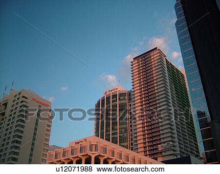 Stock Photo -  Miami, FL, Florida, downtown, Financial District, Brickell Avenue, high-rises, skyline. Fotosearch