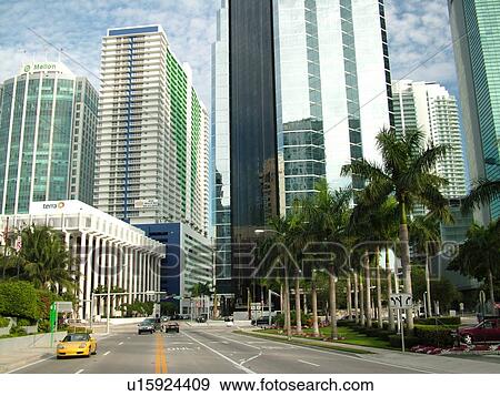 Miami, FL, Florida, downtown, Financial District, Brickell Avenue, high-rises, skyline View Large Photo Image Stock Photo - Miami, FL, Florida, downtown, Financial District, Brickell Avenue, high-rises, skyline. Fotosearch