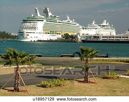 Miami, FL, Florida, Port of Miami, Biscayne Bay, cruise ships View Large Photo Image Stock Photo - Miami, FL, Florida, Port of Miami, Biscayne Bay, cruise ships. Fotosearch