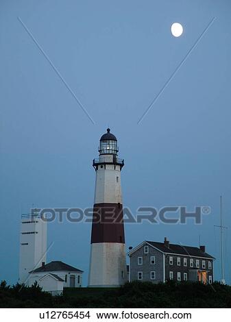 Picture -  Montauk, NY, New York, Long Island, Atlantic Ocean, Montauk Point Lighthouse ca. 1796. Fotosearch