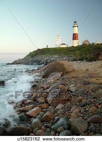 Stock Image -  Montauk, NY, New York, Long Island, Atlantic Ocean, Montauk Point Lighthouse ca. 1796. Fotosearch