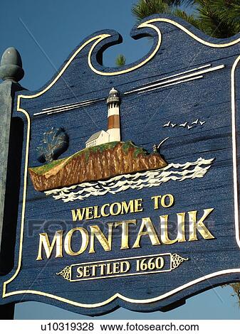 Montauk, NY, New York, Long Island, Welcome to Montauk, sign View Large Photo Image Stock Photo - Montauk, NY, New York, Long Island, Welcome to Montauk, sign. Fotosearch