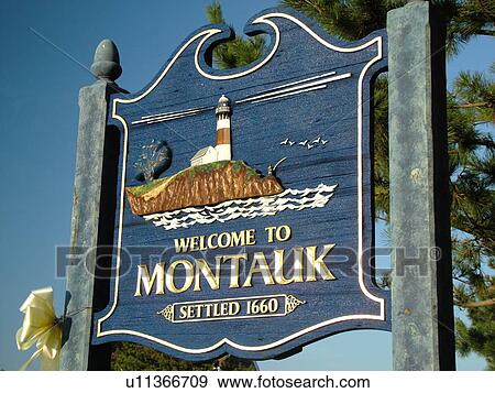 Montauk, NY, New York, Long Island, Welcome to Montauk, sign View Large Photo Image Stock Photo - Montauk, NY, New York, Long Island, Welcome to Montauk, sign. Fotosearch