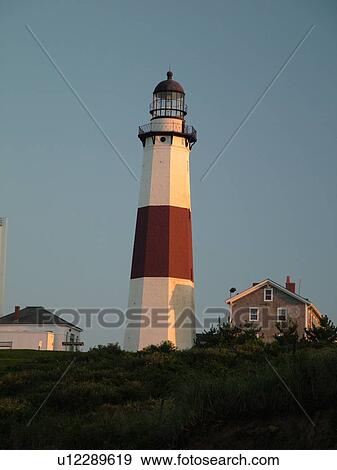 Stock Photo -  Montauk, NY, New York, Long Island, Atlantic Ocean, Montauk Point Lighthouse ca. 1796. Fotosearch