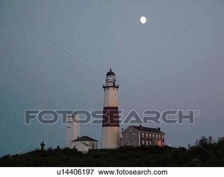 Stock Photo -  Montauk, NY, New York, Long Island, Atlantic Ocean, Montauk Point Lighthouse ca. 1796. Fotosearch