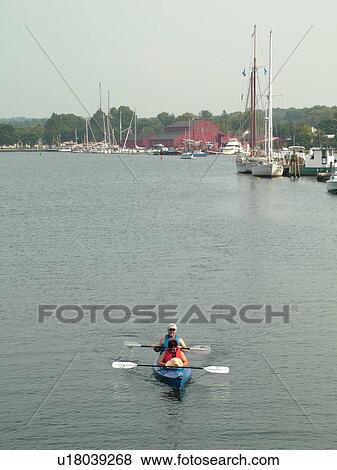 Mystic, CT, Connecticut, Atlantic Ocean, Mystic Seaport, kayaking View Large Photo Image Stock Photo - Mystic, CT, Connecticut, Atlantic Ocean, Mystic Seaport, kayaking. Fotosearch