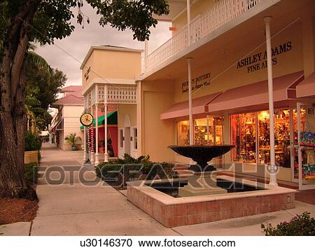 Stock Image -  Naples, FL, Florida, Fifth Avenue Shopping Area. Fotosearch