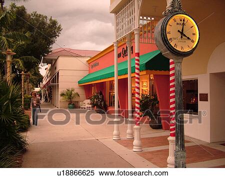 Naples, FL, Florida, Fifth Avenue Shopping Area, clock View Large Photo Image Stock Photography - Naples, FL, Florida, Fifth Avenue Shopping Area, clock. Fotosearch