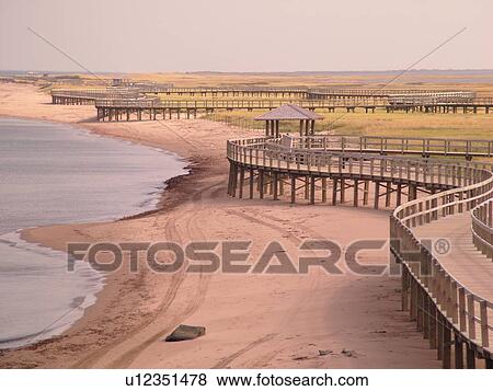 New Brunswick, Bouctouche, Canada, Acadian Coastal Drive, La Dune de Bouctouche, Irving Eco-Centre, Boardwalk across the sand dunes along Bouctouche Bay. View Large Photo Image Stock Photo - New Brunswick, Bouctouche, Canada, Acadian Coastal Drive, La Dune de Bouctouche, Irving Eco-Centre, Boardwalk across the sand dunes along Bouctouche Bay.. Fotosearch