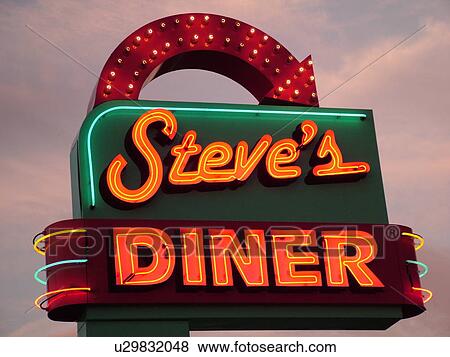 New Brunswick, Moncton, Canada, neon lights, Steve's Diner, sign, restaurant, evening View Large Photo Image Stock Photo - New Brunswick, Moncton, Canada, neon lights, Steve's Diner, sign, restaurant, evening. Fotosearch