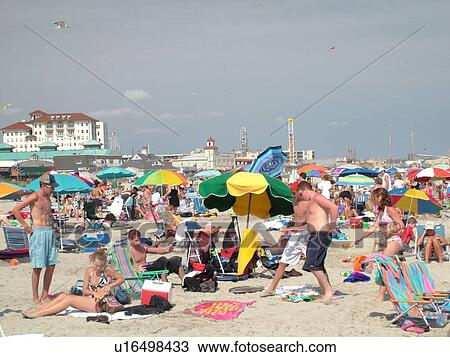 Stock Image -  Ocean City, NJ, New Jersey, Atlantic Ocean, shore, beach. Fotosearch