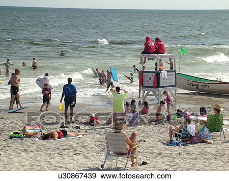 Ocean City, NJ, New Jersey, Atlantic Ocean, shore, beach View Large Photo Image Stock Photo - Ocean City, NJ, New Jersey, Atlantic Ocean, shore, beach. Fotosearch