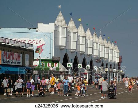 Stock Photograph -  Ocean City, NJ, New Jersey, Boardwalk. Fotosearch