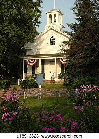 Stock Image -  Orient, NY, Long Island, New York, Old Point Schoolhouse. Fotosearch