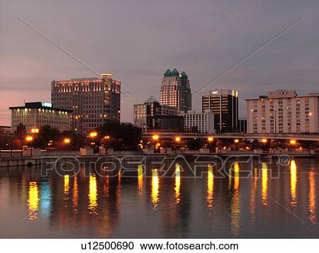Orlando, FL, Florida, Downtown skyline, Lake Lucerne, evening View Large Photo Image Stock Image - Orlando, FL, Florida, Downtown skyline, Lake Lucerne, evening. Fotosearch