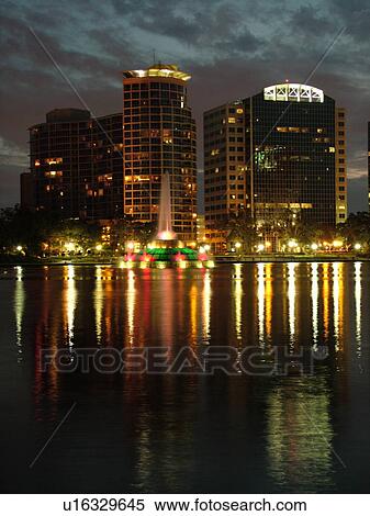 Orlando, FL, Florida, Downtown skyline, Lake Eola, evening View Large Photo Image Stock Photography - Orlando, FL, Florida, Downtown skyline, Lake Eola, evening. Fotosearch