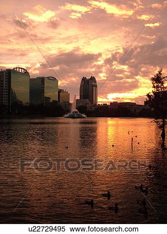 Orlando, FL, Florida, Downtown skyline, Lake Eola, Lake Eola Park, sunset View Large Photo Image Stock Photography - Orlando, FL, Florida, Downtown skyline, Lake Eola, Lake Eola Park, sunset. Fotosearch