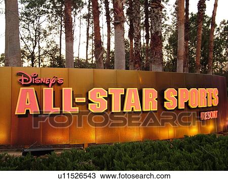 Orlando, FL, Florida, Lake Buena Vista, Disney's All-Star Sports Resort, sign, evening View Large Photo Image Stock Image - Orlando, FL, Florida, Lake Buena Vista, Disney's All-Star Sports Resort, sign, evening. Fotosearch
