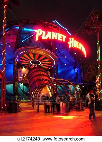 Stock Photo -  Orlando, FL, Florida, Lake Buena Vista, Walt Disney World, Downtown Disney Westside, Planet Hollywood, evening. Fotosearch