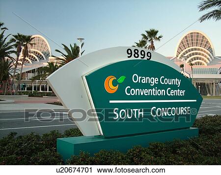 Stock Image -  Orlando, FL, Florida, Orange County Convention Center, South Concourse, sign. Fotosearch