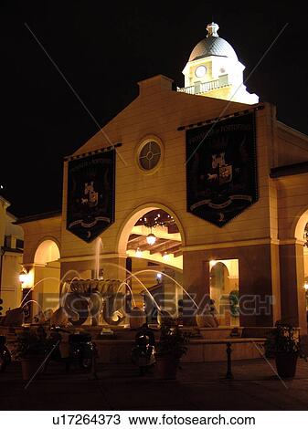 Stock Image -  Orlando, FL, Florida, Portofino Bay Hotel, Universal Orlando Resort, evening. Fotosearch