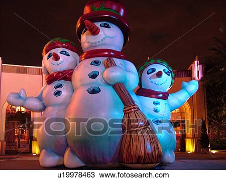 Orlando, FL, Florida, Universal Orlando Resort, Snowman Christmas decorations outside Universal Studios, evening View Large Photo Image Stock Image - Orlando, FL, Florida, Universal Orlando Resort, Snowman Christmas decorations outside Universal Studios, evening. Fotosearch
