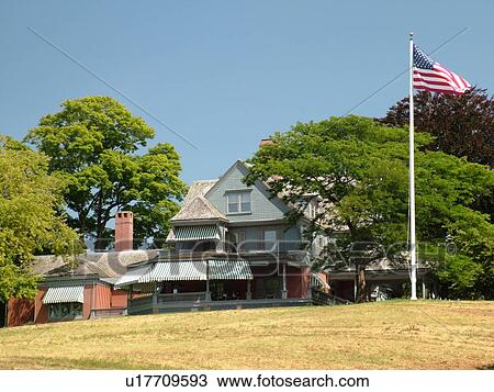 Stock Image -  Oyster Bay, NY, New York, Long Island, Sagamore Hill National Historic Site, President Theodore Roosevelt Summer Home, revival mansion. Fotosearch
