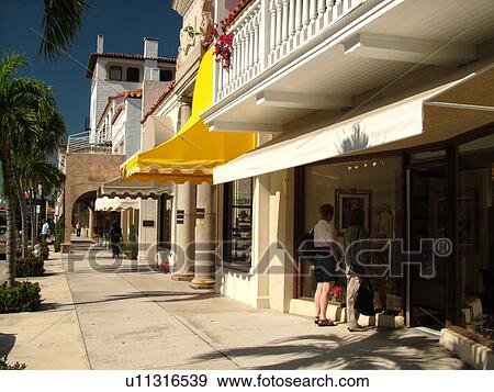 Palm Beach, FL, Florida, downtown, Worth Avenue, shopping district, exclusive shops View Large Photo Image Stock Photo - Palm Beach, FL, Florida, downtown, Worth Avenue, shopping district, exclusive shops. Fotosearch