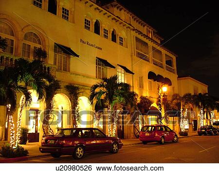 Palm Beach, FL, Florida, downtown, Worth Avenue, shopping district, exclusive shops, evening View Large Photo Image Stock Photograph - Palm Beach, FL, Florida, downtown, Worth Avenue, shopping district, exclusive shops, evening. Fotosearch