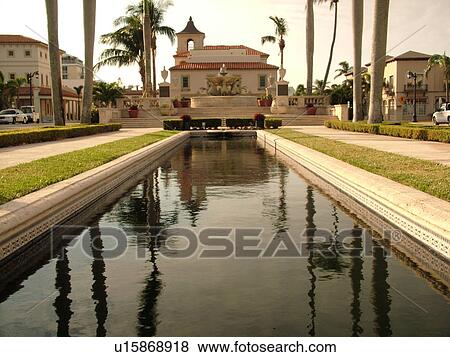Palm Beach, FL, Florida, Memorial Park Fountain and Town Hall View Large Photo Image Stock Photo - Palm Beach, FL, Florida, Memorial Park Fountain and Town Hall. Fotosearch