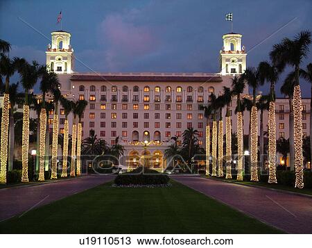 Stock Image -  Palm Beach, FL, Florida, The Breakers, Resort Hotel, evening. Fotosearch