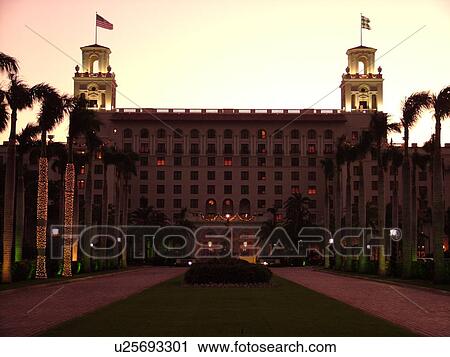 Stock Image -  Palm Beach, FL, Florida, The Breakers, Resort Hotel, evening. Fotosearch