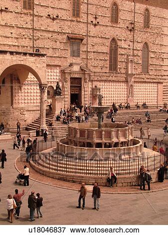 Perugia, Italy, Umbria, Europe, Fontana Maggiore and Cathedral of San Lorenzo in the medieval town of Perugia. View Large Photo Image Stock Photo - Perugia, Italy, Umbria, Europe, Fontana Maggiore and Cathedral of San Lorenzo in the medieval town of Perugia.. Fotosearch