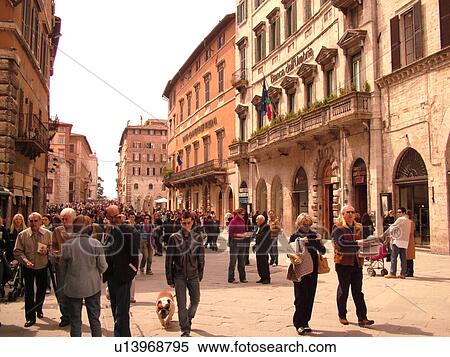 Perugia, Umbria, Italy, Europe, Corso Vannucci Street in the medieval town of Perugia. View Large Photo Image Stock Photography - Perugia, Umbria, Italy, Europe, Corso Vannucci Street in the medieval town of Perugia.. Fotosearch