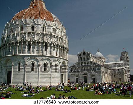 Pisa, Italy, Toscana, Tuscany, Europe, Students on a field trip taking a break on the lush green lawns of Campo dei Miracoli (Field of Miracles) with a view of The Leaning Tower of Pisa (Torre Pendente), the Cathedral and the Baptistry in the city of Pis View Large Photo Image Stock Image - Pisa, Italy, Toscana, Tuscany, Europe, Students on a field trip taking a break on the lush green lawns of Campo dei Miracoli (Field of Miracles) with a view of The Leaning Tower of Pisa (Torre Pendente), the Cathedral and the Baptistry in the city of Pis. Fotosearch