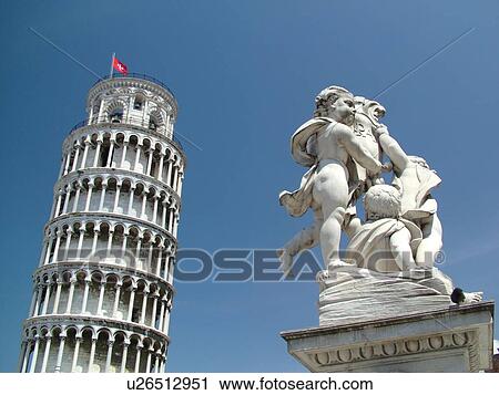 Pisa, Tuscany, Italy, Toscana, Europe, The Leaning Tower of Pisa (Torre Pendente) and Cupid Statue in Campo dei Miracoli (Field of Miracles) in the city of Pisa. View Large Photo Image Stock Image - Pisa, Tuscany, Italy, Toscana, Europe, The Leaning Tower of Pisa (Torre Pendente) and Cupid Statue in Campo dei Miracoli (Field of Miracles) in the city of Pisa.. Fotosearch