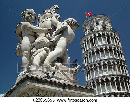 Pisa, Tuscany, Italy, Toscana, Europe, The Leaning Tower of Pisa (Torre Pendente) and Cupid Statue in Campo dei Miracoli (Field of Miracles) in the city of Pisa. View Large Photo Image Stock Photography - Pisa, Tuscany, Italy, Toscana, Europe, The Leaning Tower of Pisa (Torre Pendente) and Cupid Statue in Campo dei Miracoli (Field of Miracles) in the city of Pisa.. Fotosearch