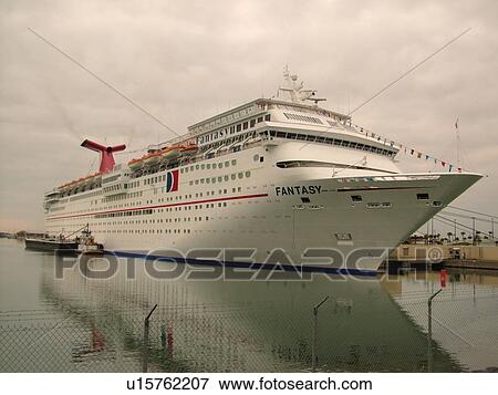 Stock Photo -  Port Canaveral, FL, Florida, Disney Cruise Ship Fantasy docked at the port. Fotosearch