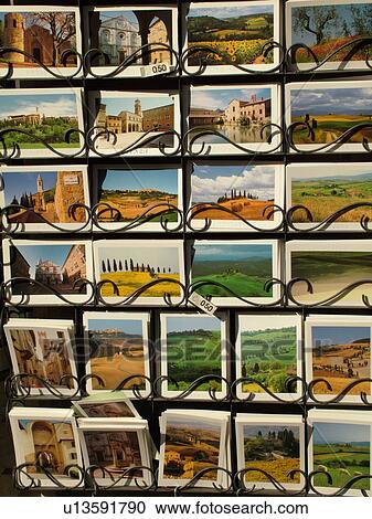 postcards, Tuscany, Italy, Pienza, Toscana, Europe, Postcards of Tuscany displayed on a rack in the Renaissance town of Pienza. View Large Photo Image Stock Image - postcards, Tuscany, Italy, Pienza, Toscana, Europe, Postcards of Tuscany displayed on a rack in the Renaissance town of Pienza. . Fotosearch