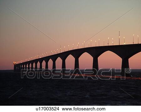 Prince Edward Island, Canada, Gulf of Saint Lawrence, PEI/NB border, Prince County, Borden-Carleton, Confederation Bridge spans the Northumberland Strait, sunset View Large Photo Image Picture - Prince Edward Island, Canada, Gulf of Saint Lawrence, PEI/NB border, Prince County, Borden-Carleton, Confederation Bridge spans the Northumberland Strait, sunset. Fotosearch
