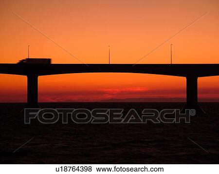 Prince Edward Island, Canada, Gulf of Saint Lawrence, PEI/NB border, Prince County, Borden-Carleton, Confederation Bridge spans the Northumberland Strait, sunset View Large Photo Image Stock Photo - Prince Edward Island, Canada, Gulf of Saint Lawrence, PEI/NB border, Prince County, Borden-Carleton, Confederation Bridge spans the Northumberland Strait, sunset. Fotosearch