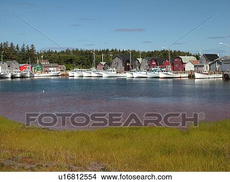 Picture -  Prince Edward Island, Canada, Prince County, Gulf of Saint Lawrence, Malpeque, fishing village, harbor, fishing boats, marina. Fotosearch