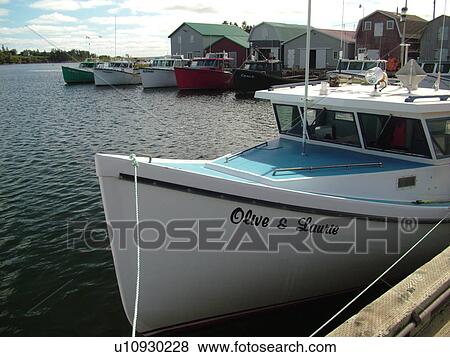 Stock Photo -  Prince Edward Island, Canada, Queens County, Gulf of Saint Lawrence, Springbrook, fishing village, harbor, fishing boats, marina. Fotosearch