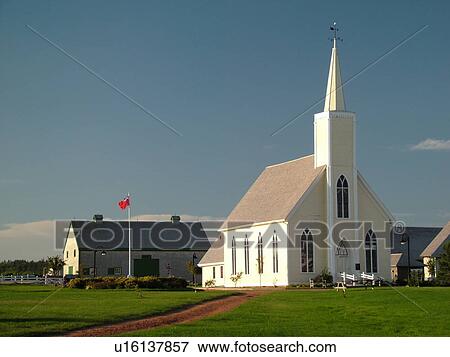 Stock Photo -  Prince Edward Island, Cavendish, Canada, Queens County, Avonlea Village of Anne of Green Gables, church. Fotosearch