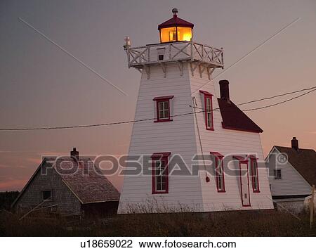 Prince Edward Island, North Rustico, Canada, Queens County, Gulf of Saint Lawrence, North Rustico Harbour Lighthouse in the evening View Large Photo Image Stock Image - Prince Edward Island, North Rustico, Canada, Queens County, Gulf of Saint Lawrence, North Rustico Harbour Lighthouse in the evening. Fotosearch
