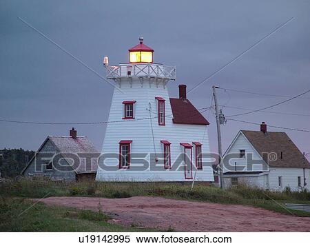 Prince Edward Island, Queens County, Gulf of Saint Lawrence, North Rustico, Canada, North Rustico Harbour Lighthouse, fishing village, harbor, evening View Large Photo Image Stock Photography - Prince Edward Island, Queens County, Gulf of Saint Lawrence, North Rustico, Canada, North Rustico Harbour Lighthouse, fishing village, harbor, evening. Fotosearch