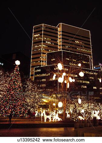Richmond, VA, Virginia, downtown, Financial District, evenings, Christmas decorations at the James Center, high-rise buldings outlined with white lights View Large Photo Image Stock Image - Richmond, VA, Virginia, downtown, Financial District, evenings, Christmas decorations at the James Center, high-rise buldings outlined with white lights. Fotosearch
