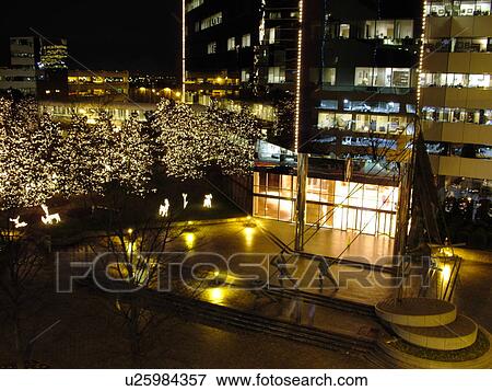 Richmond, VA, Virginia, downtown, Financial District, evening, Christmas decorations at the James Center View Large Photo Image Stock Photo - Richmond, VA, Virginia, downtown, Financial District, evening, Christmas decorations at the James Center. Fotosearch