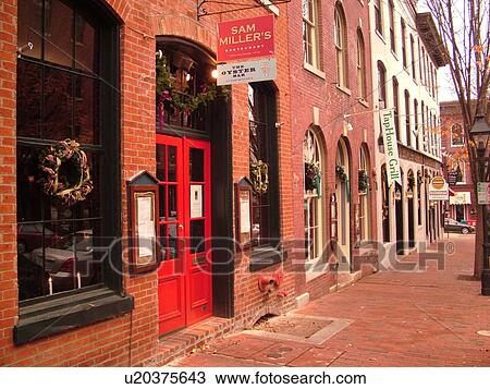 Stock Image -  Richmond, VA, Virginia, Shockoe Slip Historic District. Fotosearch