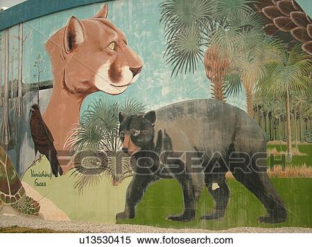 Stock Photography -  Royal Palm Hammock, FL, Florida, Ten Thousand Islands, painting of Florida wildlife. Fotosearch